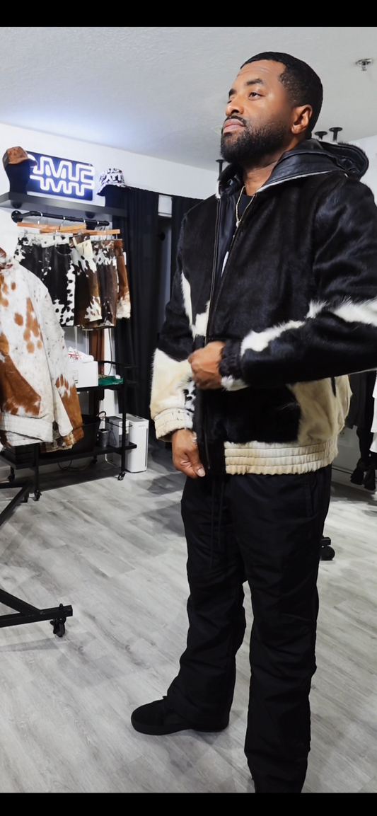 “FABRICS” COWHIDE HOODIE